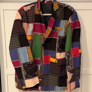 Vintage Patchwork Blazer Jacket | Boho Quilted Style | Multicolor |